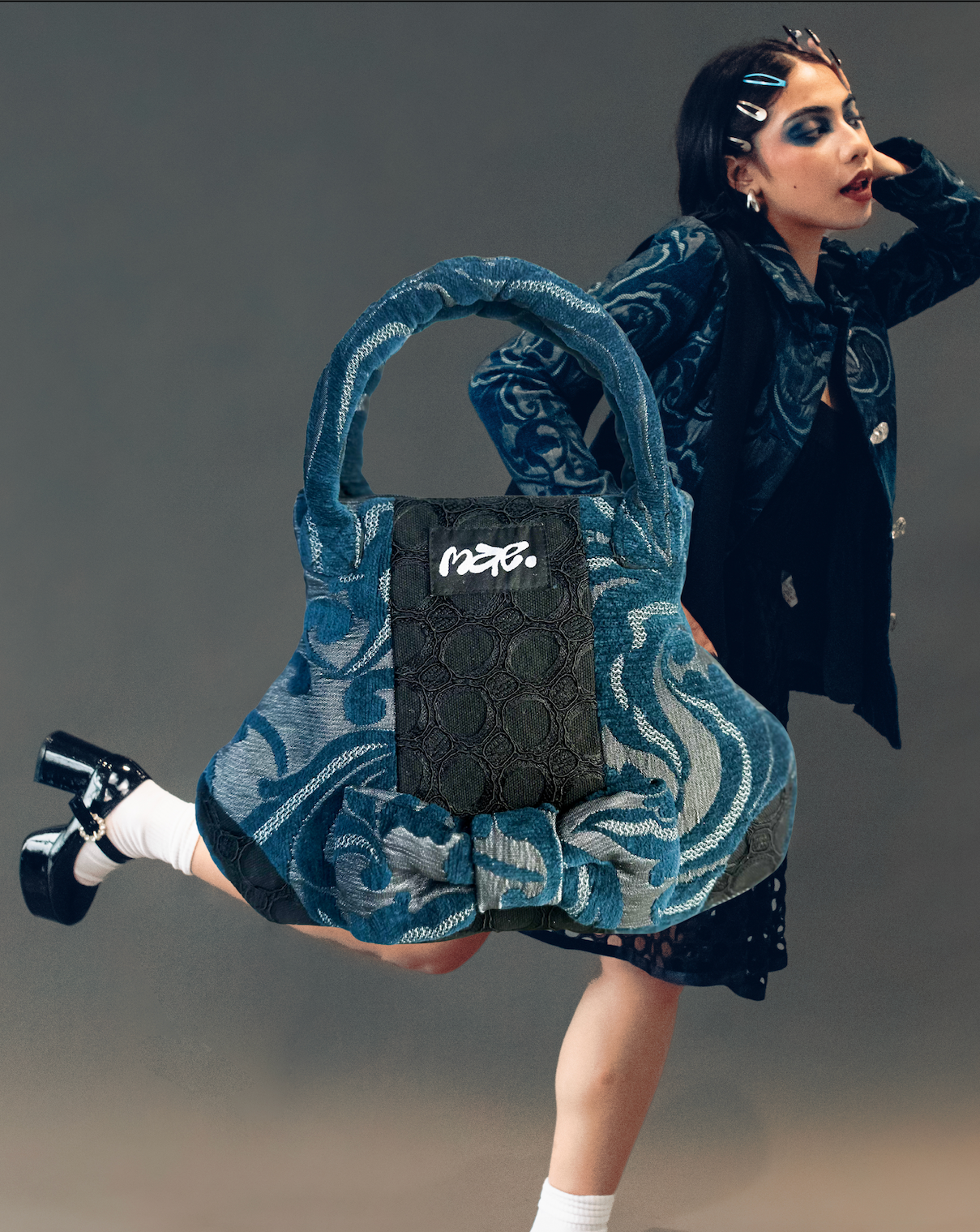 Mini Handbag | Brocade Blue 0001